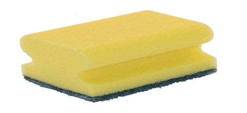 Schuurspons met greep geel/groen