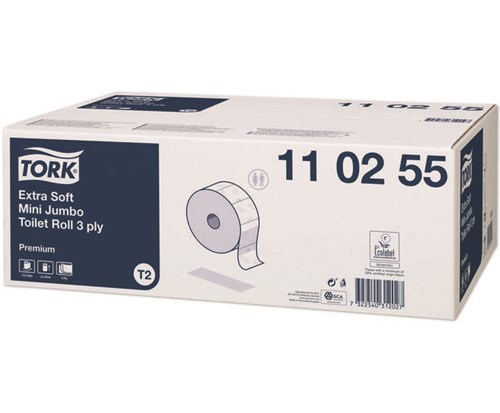 Tork Mini Jumbo Toiletpapier Premium, 3-laags, wit