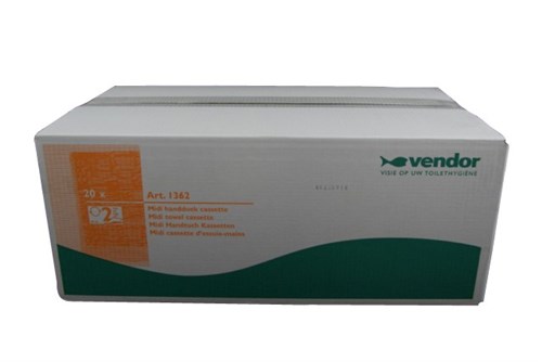 Vendor handdoekcassettes 2 laags wit 20x33 mtr