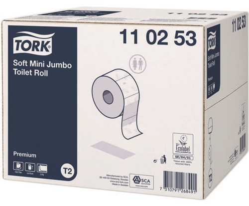 Tork Zacht Mini Jumbo Toiletpapier Premium, 2-laags, wit