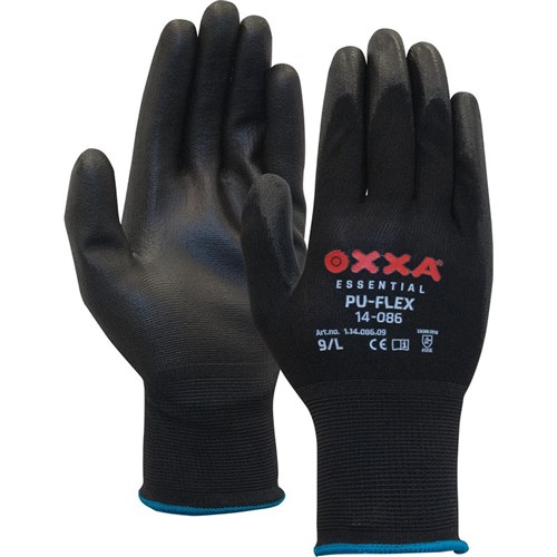 Handschoen PU-Flex, nylon drager, zwart, maat 11