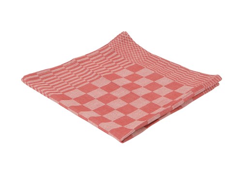 Theedoek geblokt rood 65x65 cm katoen