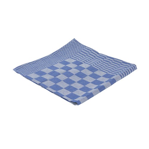 Theedoek geblokt blauw 65x65 cm katoen