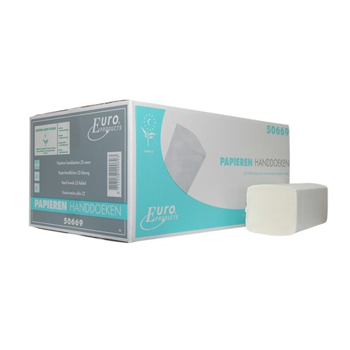 Handdoeken Z-vouw, 2-laags tissue, cellulose, wit, 21x24 cm