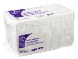 Servet 33 x 33 cm, 1-laags, wit, 1/4 vouw