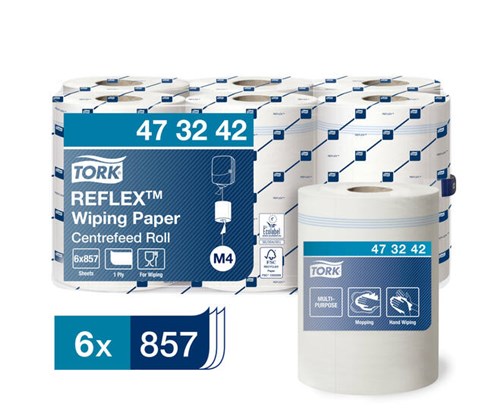 Tork Reflex™ Centerfeed Poetspapier Advanced, 1-laags, wit